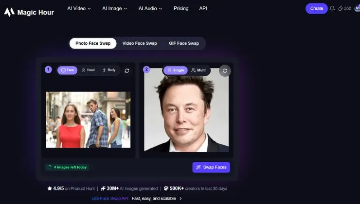 Create funny faces with swap tool